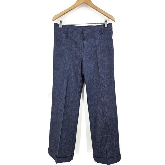 VTG 70s NWOT Happy Legs Wide Leg Blue Jeans Womens 32" Waist High Rise - Picture 1 of 7